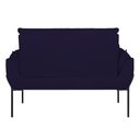 Ver imagem 2 de Poltrona Sofá Luxo Base Metal Preto Recepção Escritório Cor:azul Marinho
