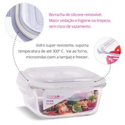 Kit 20 Potes Vidro Hermética Trava Quadrado 800ml Marmita - 3