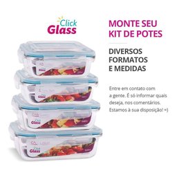 Kit 10 Potes Vidro Hermetico 1040ml Retangular - 6 Kit 10 Potes Vidro Hermetico 1040ml Retangular - 6
