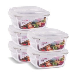 Conjunto 5 Pote Vidro Hermético Marmita Tampa Plástico 800ml - 1