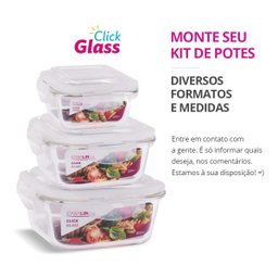 Conjunto 5 Pote Vidro Hermético Marmita Tampa Plástico 800ml - 5