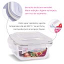 Ver imagem 4 de Kit 4 Potes Vidro Hermético Trava Quadrado 320ml Marmita