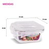 Kit 4 Potes Vidro Hermético Trava Quadrado 320ml Marmita - 5