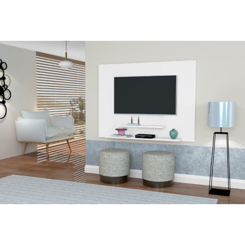 Painel Topázio com Prateleiras para Tv até 46'' Polegadas Cor Branco