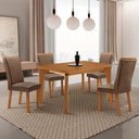 Ver imagem 1 de Mesa de Jantar Liz 120cm Tampo MDF Laminado Canto Copo com 4 Cadeiras Lisa Moderna Mobília