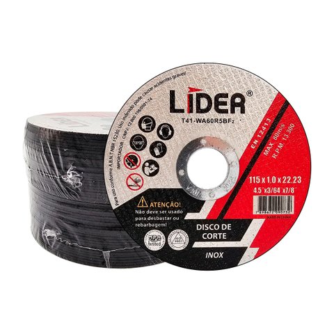 Kit 50 Discos de Corte Fino 1mm Lider 115x22mm 4 1/2