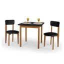 Ver imagem 2 de Conjunto Mesa Cadeiras 80cm Mdf Pinus Estofado Sofisticado:preto