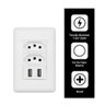 Tomada Fonte Usb de Parede Universal com Duas Usb Duas Tomadas Bivolt A8-2u2c - 1