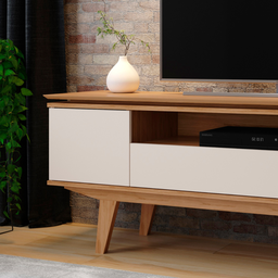 RACK IRIS 160 COM NICHO EM VIDRO PARA TV ATÉ 75” - PÉROLA - 4