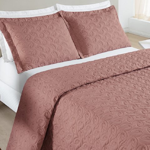 Cobre Leito Casal Florency Micropercal 200 Fios 3 Pçs Rosé