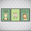 Ver imagem 1 de Kit 3 Quadros Tema Safari Infantil Sonhe Alto 24x18cm - com Vidro:madeira Preta