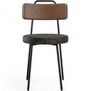 Ver imagem 3 de Cadeira Decorativa Estofada Para Sala De Jantar Barcelona L02 Couríssimo Marrom Linho Chumbo - Lyam