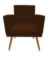 Ver imagem 3 de Kit Namoradeira + 2 Poltronas Decorativa Nina Capitonê + Puff Redondo Couro Marrom Pés Madeira Mz De