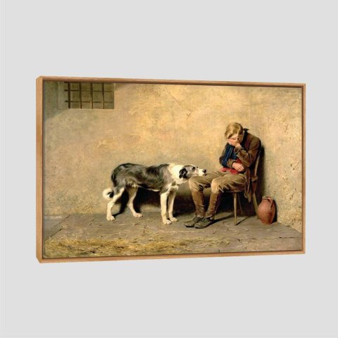 Quadro Briton Rivière Xii Tela Moldura Bege 63X42Cm