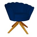 Ver imagem 2 de Kit 2 Poltronas Estofada Com Base Giratória de Madeira Pétala Suede Azul Marinho - LM DECOR