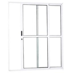 Porta de Correr Sacada 2 Folhas 2.10 x 1.50 Branca Linha 25 com Fechadura - 2