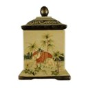 Ver imagem 1 de Potiche Caixa Decorativa Cerâmica com Tampa Elefantes Palmeiras 27cm Columbus Gold