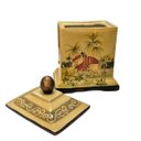 Ver imagem 4 de Potiche Caixa Decorativa Cerâmica com Tampa Elefantes Palmeiras 27cm Columbus Gold