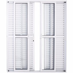 Porta de Alumínio de Correr Balcão 6 Folhas 210 x 180 Branca Linha 25 com Fechadura - 1