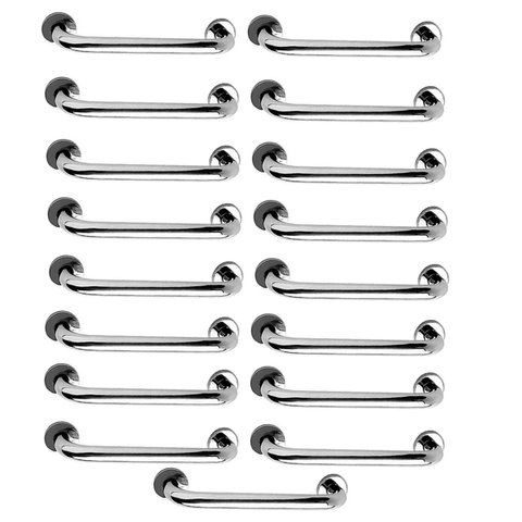 Alça de Apoio Barra 30cm Inox Kit 17 Unidades Deficiente Idoso Cadeirante Banheiro Box Suporte Acess
