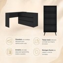 Ver imagem 5 de Multimóveis Kit Mesa para Máquina de Costura com 6 Gavetas e Estante Retrô Preto