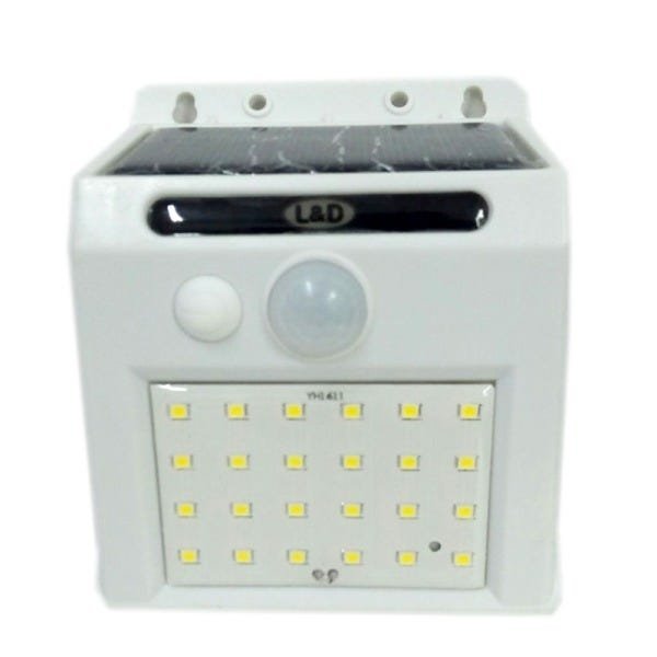 Luminária Arandela Solar LED Branca 3W Luz Amarela com Sensor L&D