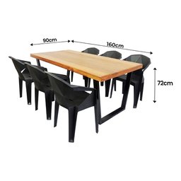 Jogo Mesa Industrial Diamond 1,60m e 6 Cadeira New Diamond Movelaria Leal Mesa de Jantar Estilo Indu - 3