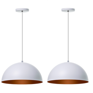 Kit 2 Lustres Pendentes Interno Balcão Jantar Meia Lua 30 Cm Cor: Branco