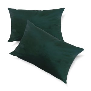 Conjunto Porta Travesseiro em Veludo Verde Escuro