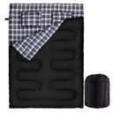 Ver imagem 1 de Saco de Dormir Casal Travesseiro Flanela 225*150cm Impermeável Envelope Camping Preto Wct Fitness