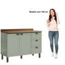 Ver imagem 5 de Balcão para Pia Modelo Americano Provençal 2 Portas 3 Gavetas Frentes em MDF com Tampo Verde/Mint/Ébano