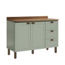 Ver imagem 4 de Balcão para Pia Modelo Americano Provençal 2 Portas 3 Gavetas Frentes em MDF com Tampo Verde/Mint/Ébano