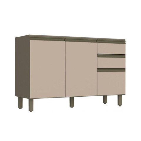 Gabinete de Cozinha Modulado Balcão Connect c/ 3 Portas e 2 Gavetas p/ Pia Duna/Cristal - Henn
