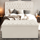 Ver imagem 1 de Kit Cabeceira e Calçadeira Baú Dunas Queen 160 Cm - Veludo Bege