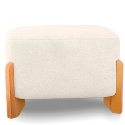 Puff Oval Pé de Madeira Decorativo para Sala Orgânico Confortável e Reforçado Bouclé Fluffy - 5
