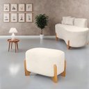 Ver imagem 2 de Puff Oval Pé de Madeira Decorativo para Sala Orgânico Confortável e Reforçado Bouclé Fluffy