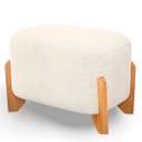 Ver imagem 4 de Puff Oval Pé de Madeira Decorativo para Sala Orgânico Confortável e Reforçado Bouclé Fluffy
