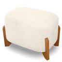 Ver imagem 1 de Puff Oval Pé de Madeira Decorativo para Sala Orgânico Confortável e Reforçado Bouclé Fluffy