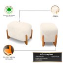 Ver imagem 3 de Puff Oval Pé de Madeira Decorativo para Sala Orgânico Confortável e Reforçado Bouclé Fluffy