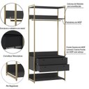 Ver imagem 7 de Guarda-Roupa Closet Modulado Casal 6 Gavetas 3 Cabideiros Estrutura Metalica 250cm Preto