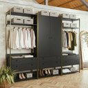 Ver imagem 1 de Guarda-Roupa Closet Modulado Casal 6 Gavetas 3 Cabideiros Estrutura Metalica 250cm Preto
