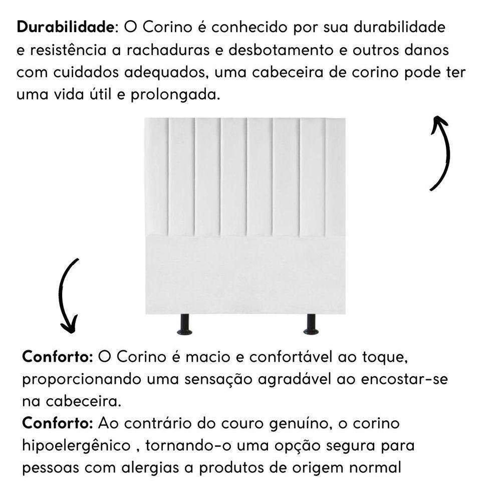 Cabeceira Cama Solteiro Box 100cm Lídia Corino e Frame Branco - 5