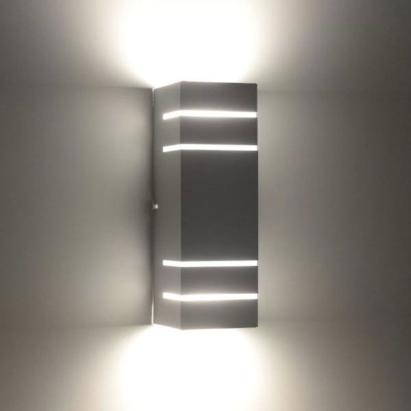 Arandela Retangular 4 Frisos Externa Interna Muro Parede Alumínio Preto - Rei Da Iluminação - 3