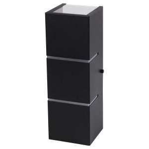 Arandela Retangular 2 Frisos Externa Interna Muro Parede Alumínio Preto - Rei da Iluminação