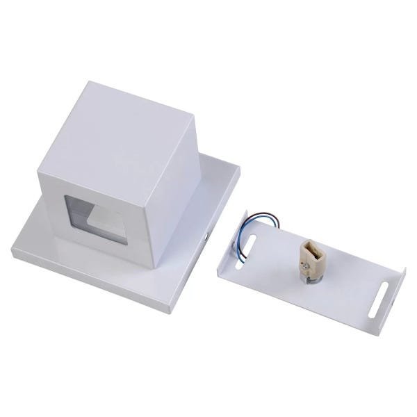 Arandela Box 2 Focos Luminária Externa Interna Muro Parede Alumínio Branco - Rei da Iluminação