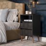 Mesa de Cabeceira 2 Gavetas Pés Acrílico Retrô Apoio Lateral de Cama Box Preto - 1