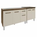 Ver imagem 2 de Armário Cozinha Gabinete Pia de 120 Cm Aline e Balcão Fran para Cooktop 5 Bocas Savana Off White