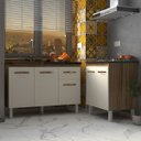 Ver imagem 5 de Armário Cozinha Gabinete Pia de 120 Cm Aline e Balcão Fran para Cooktop 5 Bocas Savana Off White