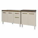 Ver imagem 4 de Armário Cozinha Gabinete Pia de 120 Cm Aline e Balcão Fran para Cooktop 5 Bocas Savana Off White