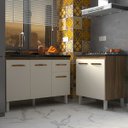 Ver imagem 1 de Armário Cozinha Gabinete Pia de 120 Cm Aline e Balcão Fran para Cooktop 5 Bocas Savana Off White